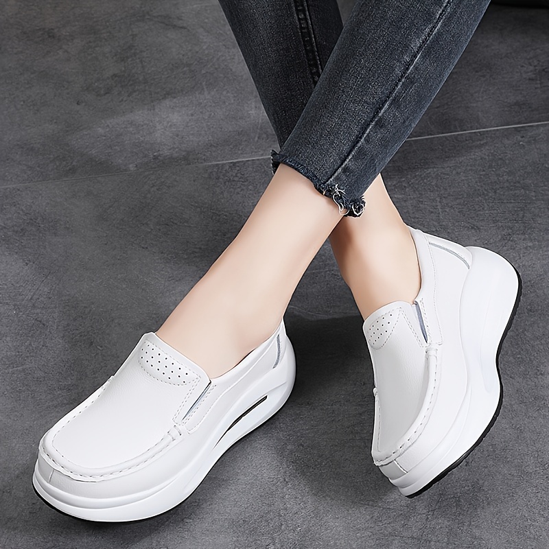 cover womens slip loafers comfy thick sole casual wedge heel