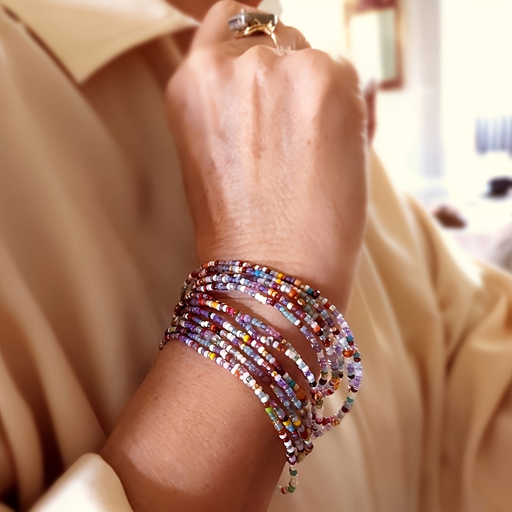 20pcs Bohemian Style Mixed Bead Layered Bracelet Set