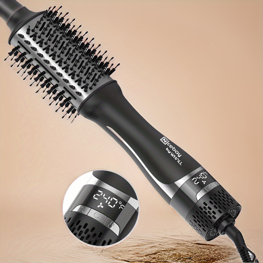 

Hair Dryer Brush Blow Dryer Brush In One, 1 Step Blowout Brush With A Display Screen, Oval Ceramic Barrelhot Tools Blow Dryer Brush For Women, Negative Ion, Black And Gold.