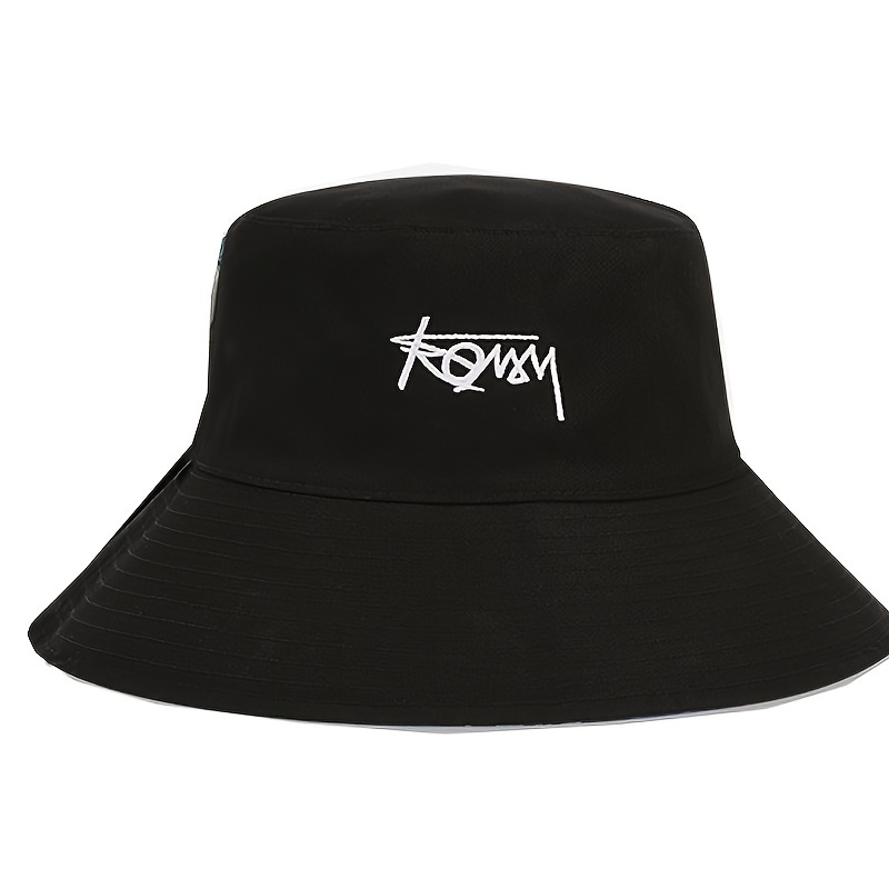 TEMU Unisex Polyester Bucket Hat Dual-sided Embroidered & Printed Design With Uv Sun Protection, Casual Occasion Theme With Inelastic Fit And Random Pattern Placement