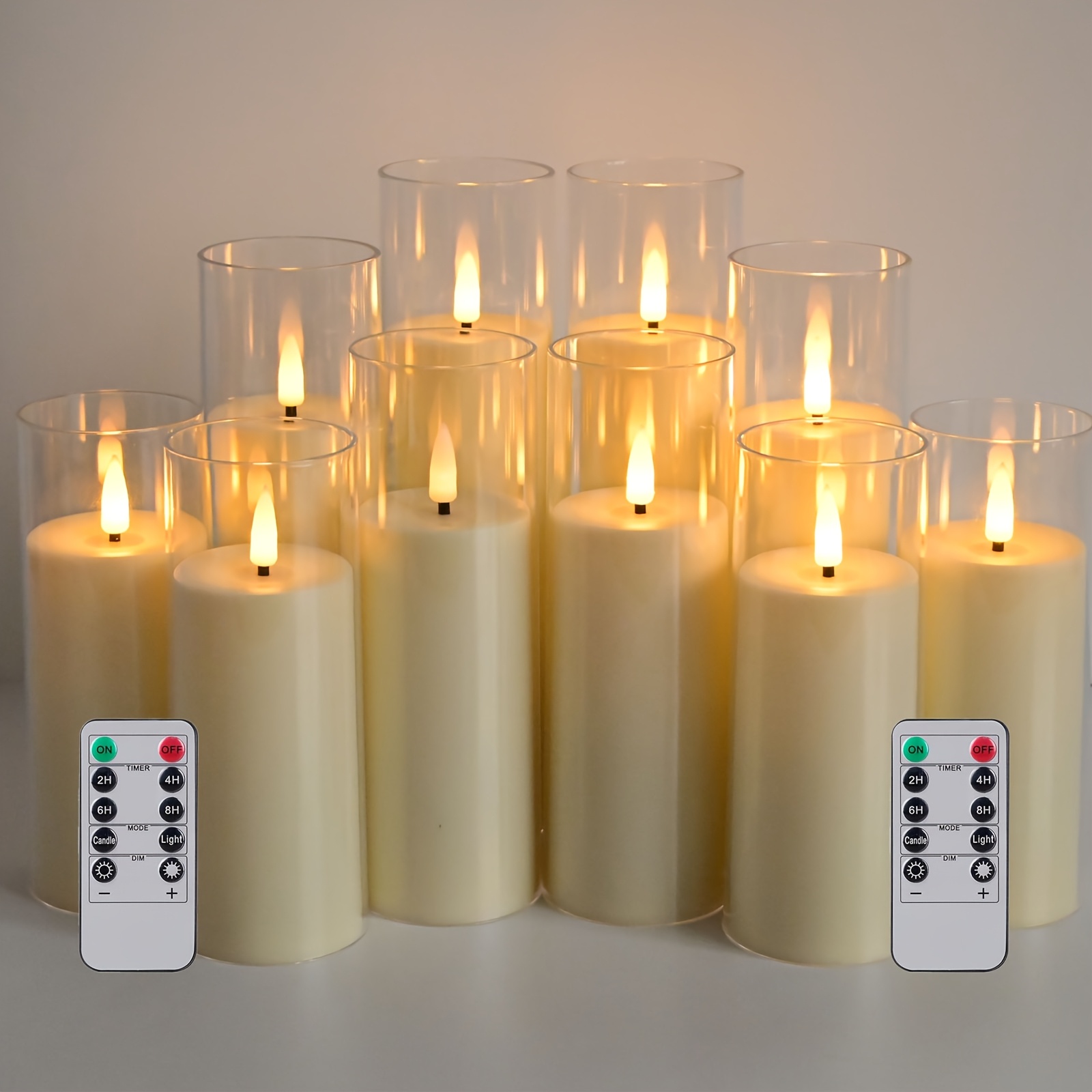 Image of 10pcs Led Candles For Wedding Decor Table Centerpiece, Flickering Realistic Battery Operated Flameless Candles With Remote And Timer For Halloween Home Window Fireplace Decor Christmas Holiday