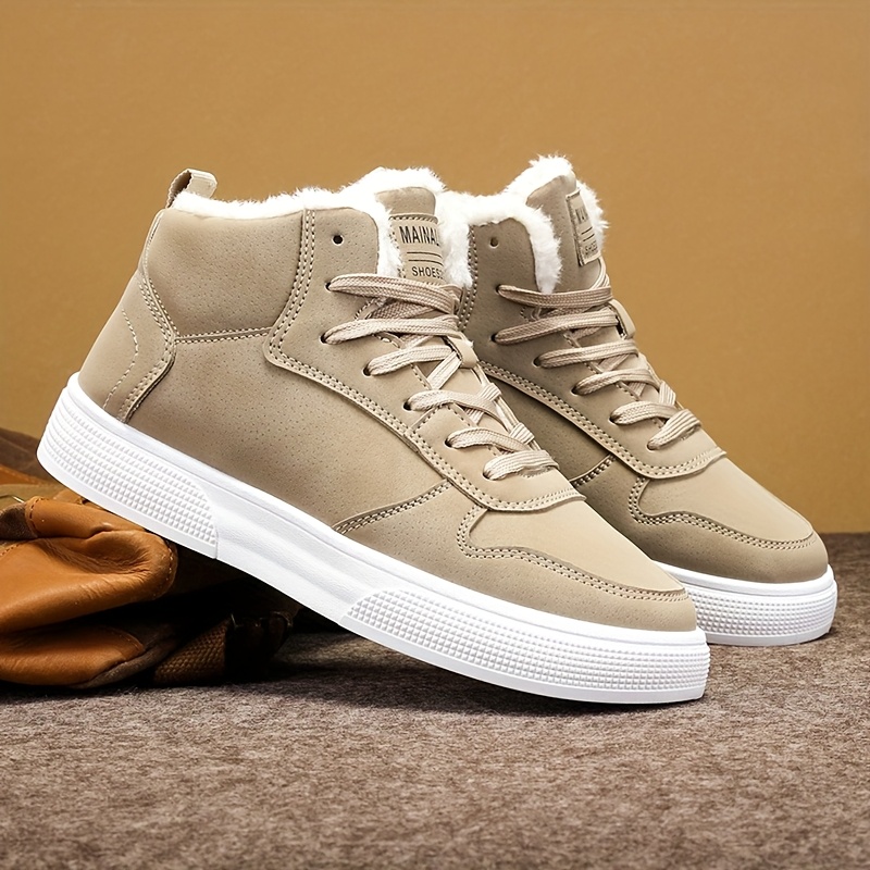 mens   top lace up boots with warm plush lining for comfortable winter outdoor street walking and strolling winter boots Product details 2