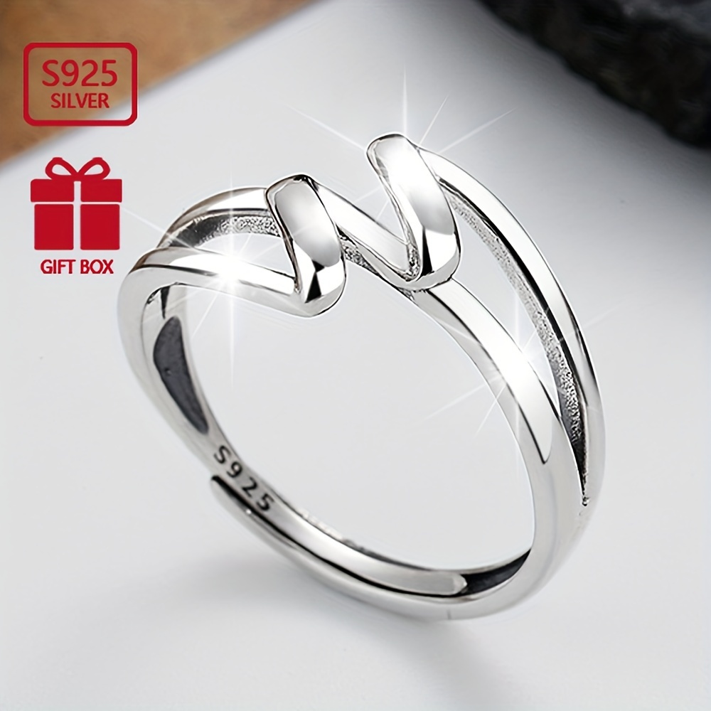 

1pc 925 Sterling Silver Ring Simple Spiral Design Suitable For Men And Women Match Daily Outfits Party Decor High Quality Adjustable Ring