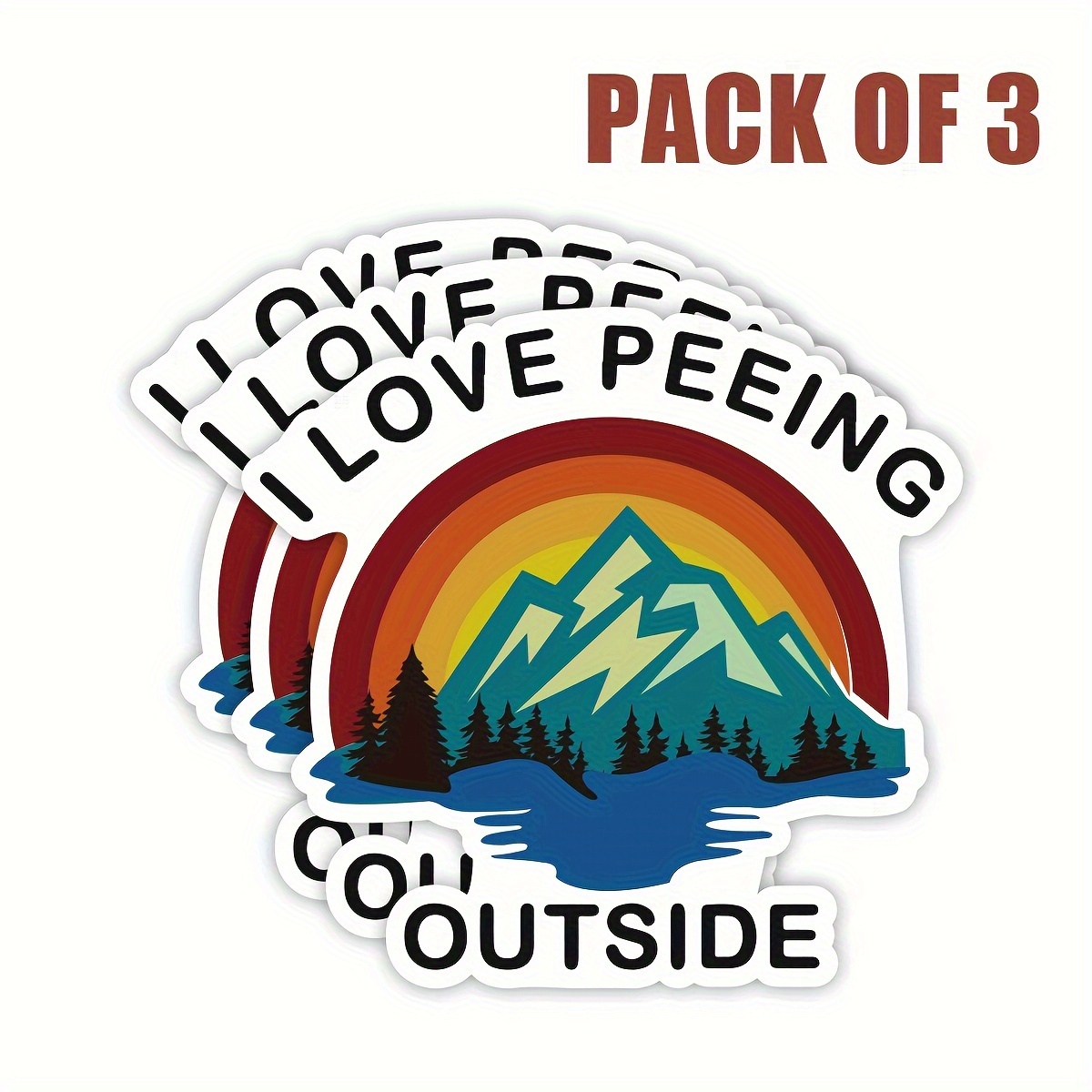 3pcs 'i Love Peeing Outside' Vinyl Stickers - Camping, Hiking & - Durable Decals For Cars, Laptops, Water Bottles & More, Campfire, Gifts Decoration, Helmet, Window Bumper