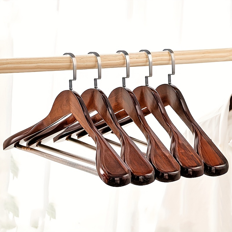 

5pcs Non-slip Wooden Clothes Hangers, Solid Wood Drying Rack For Wardrobes, Bedroom, Household Space Saving Storage Organizer For Bedroom, Closet, Wardrobe, Home