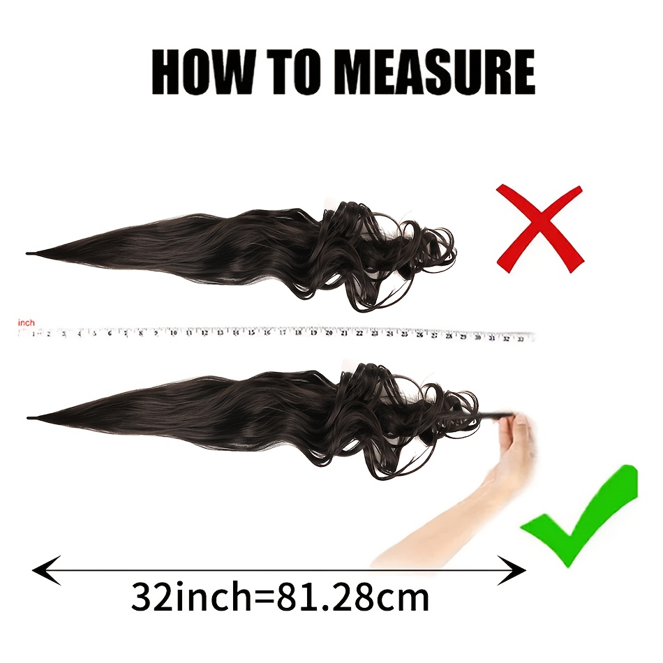   elegant 32 inch curly wave ponytail extension flexible wrap around for women versatile hairpiece   details 4