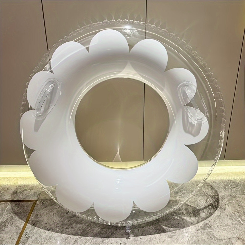 1pc anillo de natación hinchable transparente con rayas de pvc y asa portátil para fiesta en   o piscina  