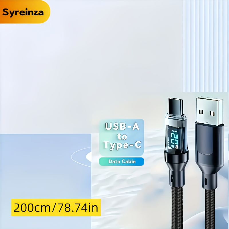 6a 120w Charging Cable With Real-time Digital Display, Usb A To Usb C Charger Cord, Support For Iphone, , And More C Ports Devices.for Iphone15/16/17,