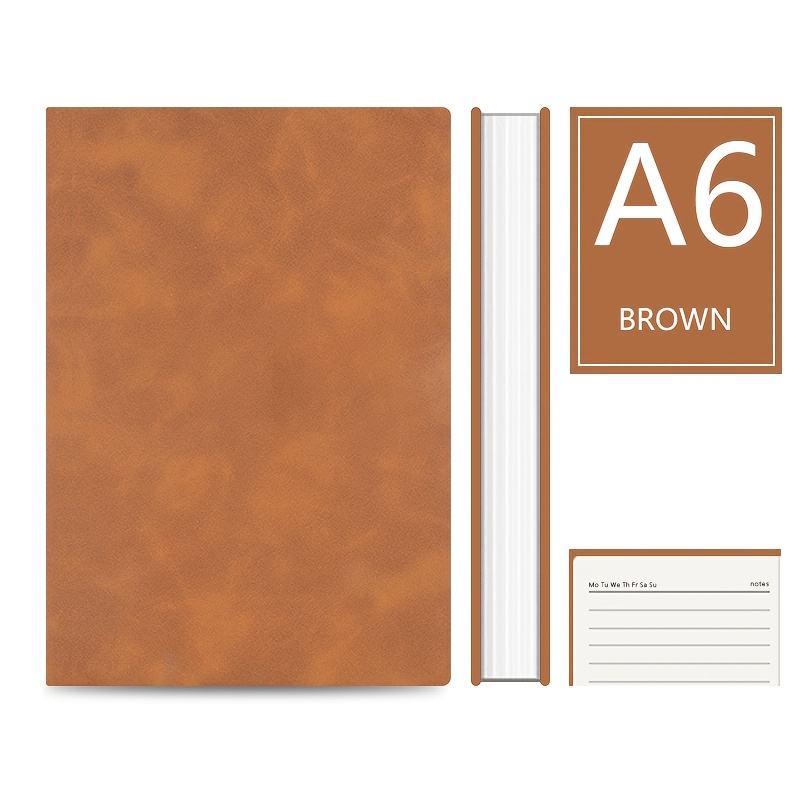 TEMU Spring Journal Studio Premium A6 Suede Executive Journal - 200 Pages Thick Cream Lined Paper, Skin-feel Notebook For Daily Reflection, 8 Colors