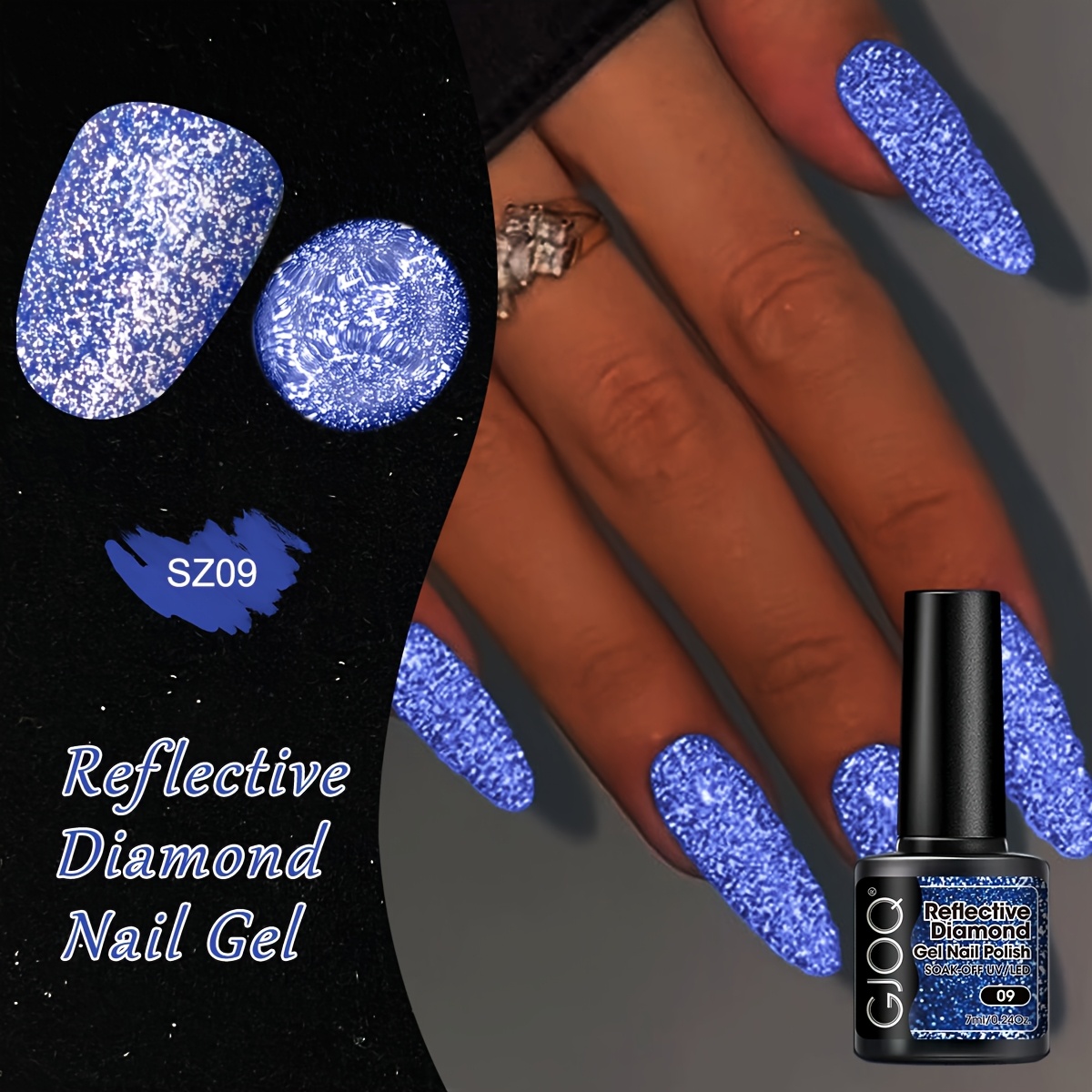 1-single Gjoq Shimmering Sparkling Gel Gel Polish Suitable For Nail Art, Multi, Long-lasting Shine, High-strength Formula For Diy Nail Designs, Christmas Nail Polish For -