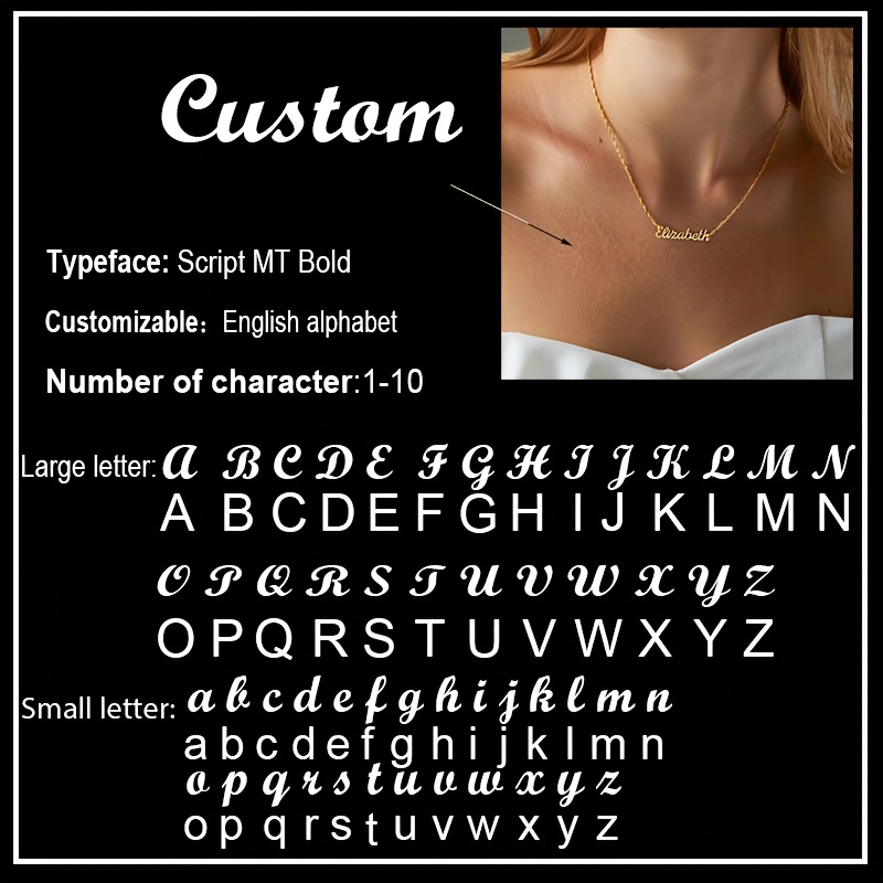 TEMU Custom Name Necklace Stainless Steel Personalized Exquisite Charm Women's Necklace Daily Wear Fashionable Retro Style Birthday Gift For