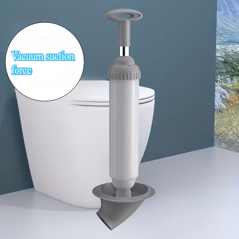 1pc high pressure toilet drain cleaner manual air pump plunger with flexible hose essential household tool for quick and blockage removal gray no batteries required toilet pump plunger Product details 4