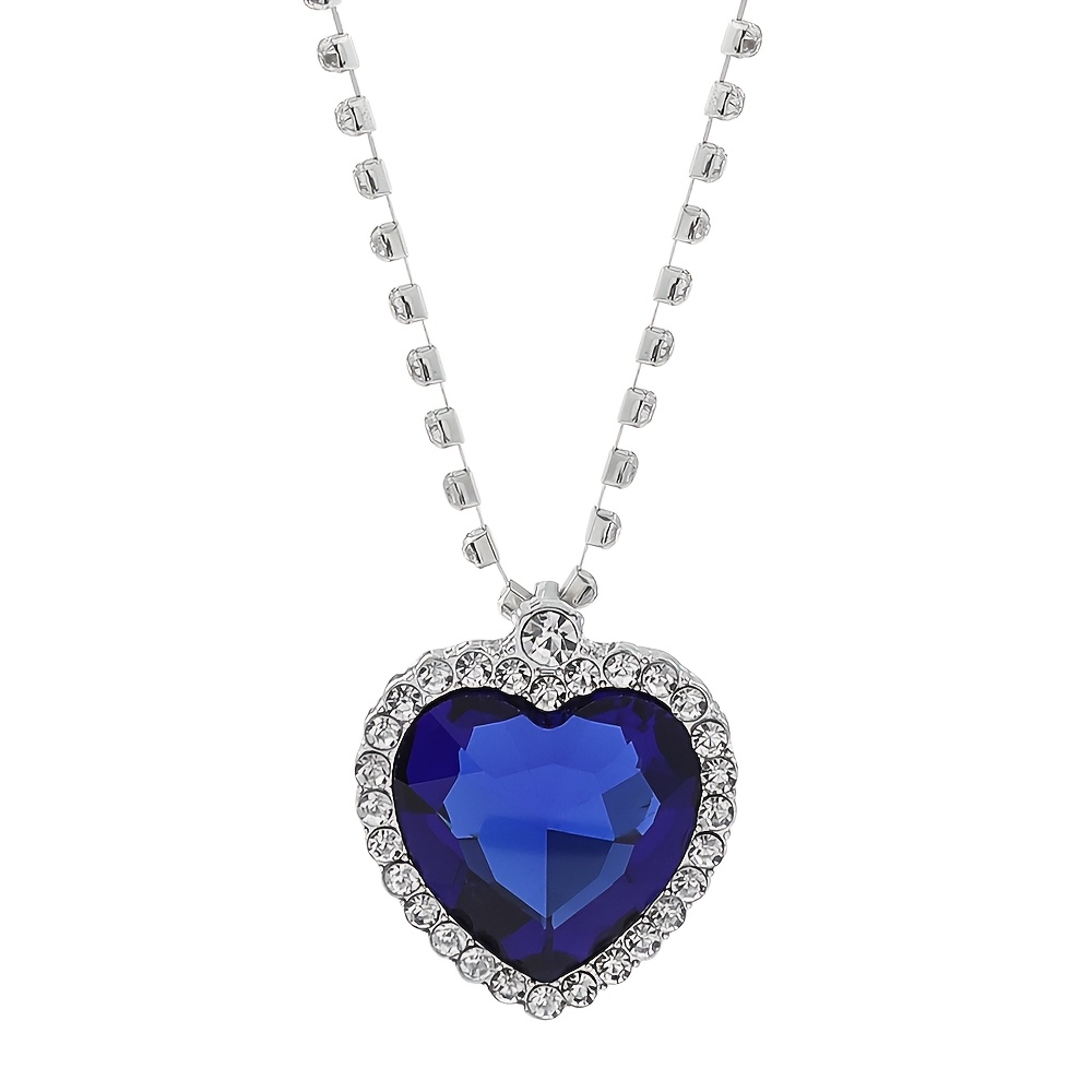 TEMU 1pc Blue Pendant, Light Luxury Heart-shaped Car Pendant Ornament