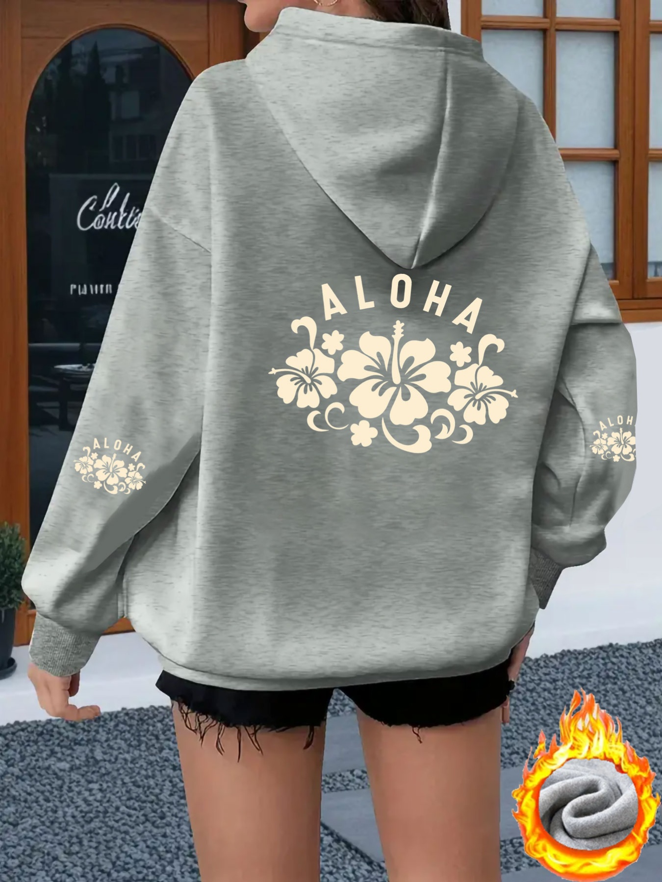 felpa con cappuccio foderata da 1  ,    /inverno, per donna, con stampa     su entrambe le maniche e   schiena, che     ed  , con maniche   e stampa posteriore, disponibile in più taglie e colori, con vestibilità casual  