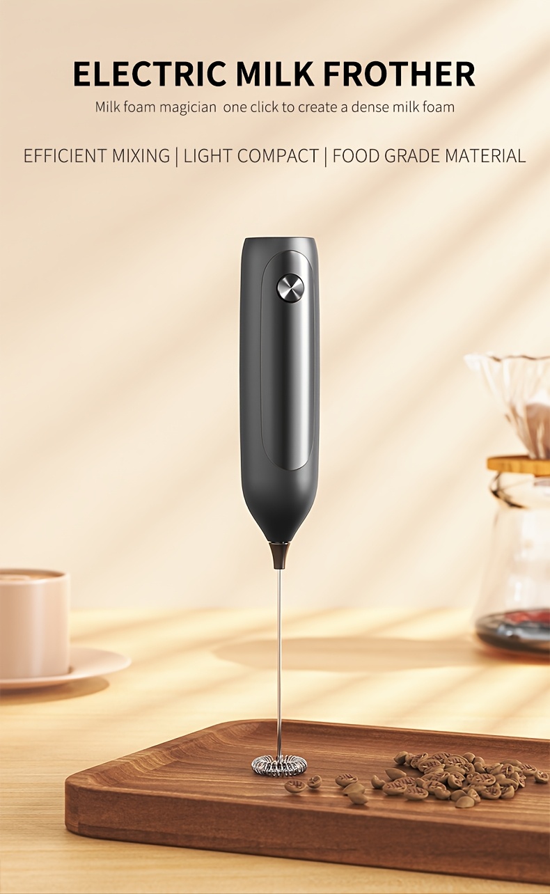 electric milk frother handheld coffee frother manual foam maker metal plastic construction requires 2 aa batteries not included dry battery powered kitchen gadget details 0