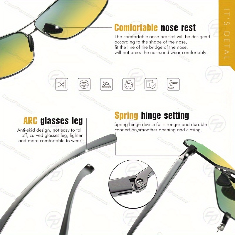 Coolpandas Mens Photochromic Polarized Sunglasses Day Night Vision Anti  Glare Driving Uv400 Glasses - Jewelry & Accessories - Temu