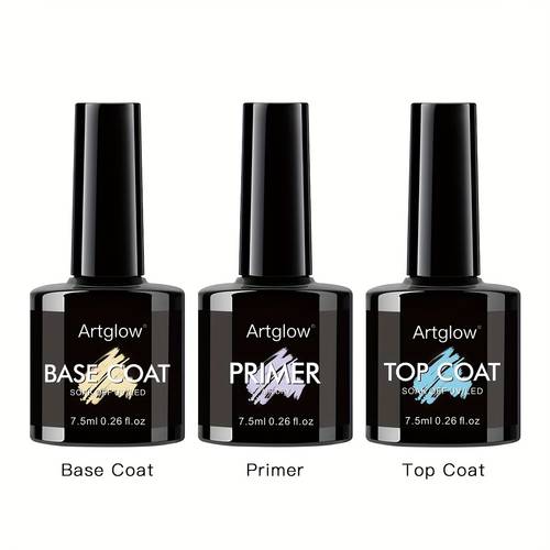 3pcs coat and and nail primer set and long lasting soak off led nail lamp gel base nail manicure gifts for women