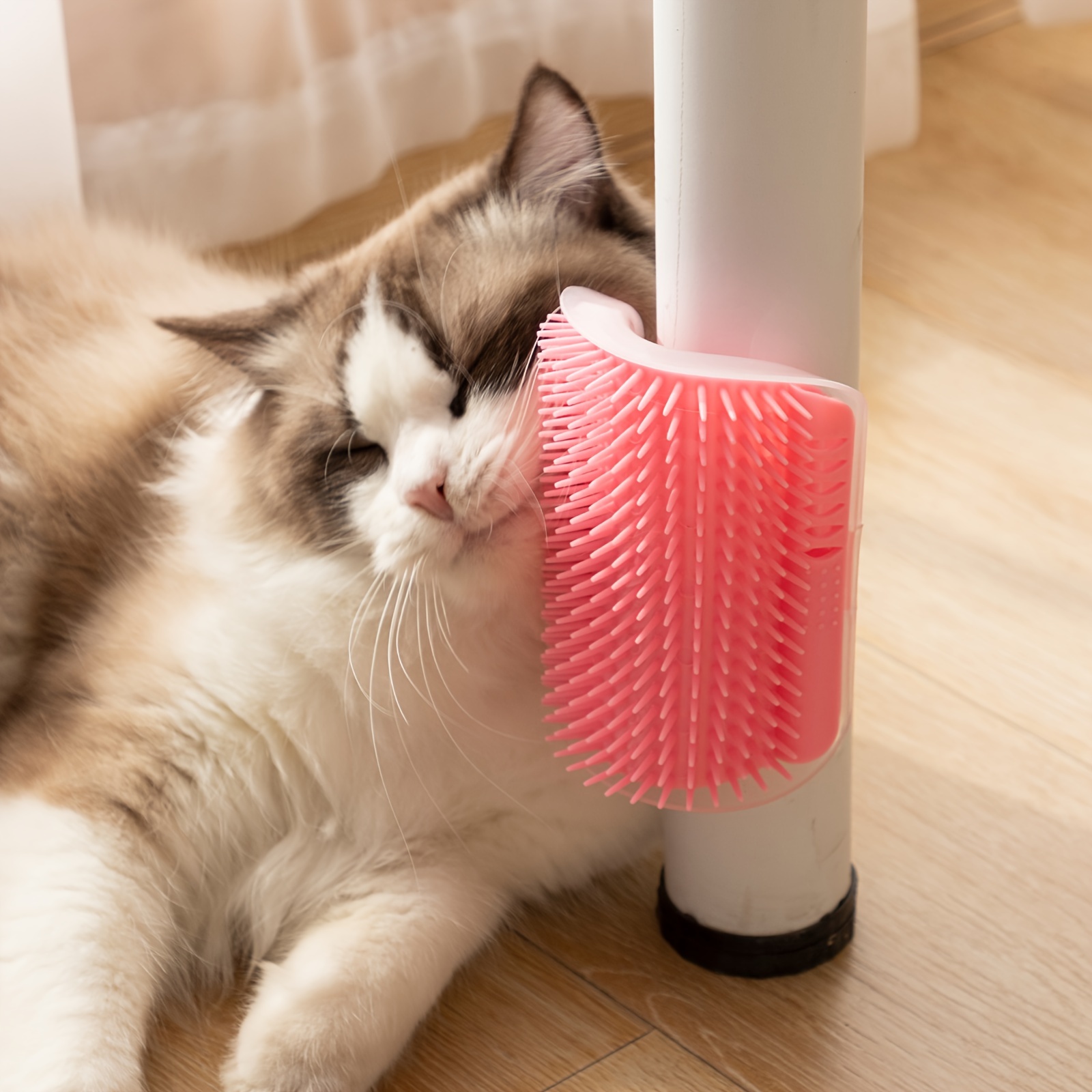 

1pc Self Grooming Cat Brush, Wall Corner Massage Comb Pet Hair Cleaning Tool For Cats And Dogs, Easy Mounting Soft Plastic Bristles Pet Groomer