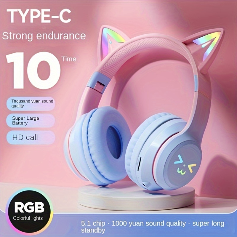 5 1 chip wireless over ear headset with large battery capacity long standby time hd call high details 2