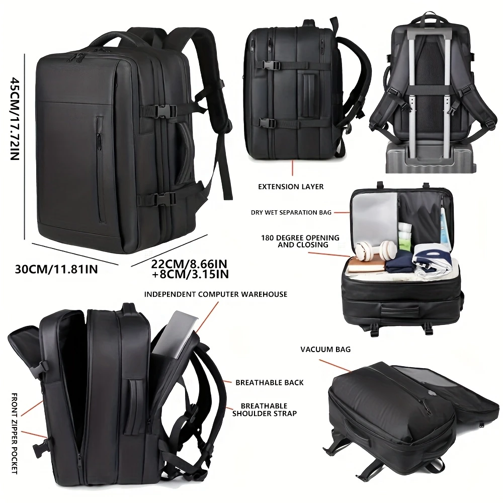 travel vacuum backpack mens premium multifunctional laptop bag vacuum compression expandable business shoulder bag details 8