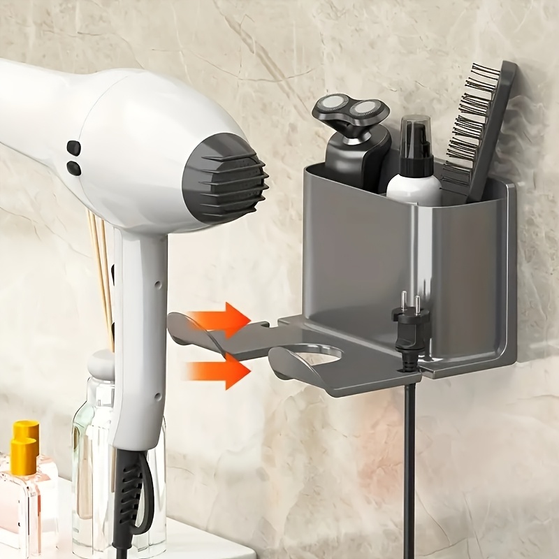 Organizador de Parede Multifuncional para Banheiro - Design Moderno para Secador, Pentes, Lâminas e Maquiagem