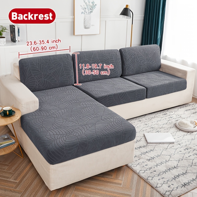 TEMU 1pc Leaf Jacquard Shaggy Sofa Slipcover, Stretch Fit For 1/2/3-seater Sofa Cushion Protector, L-shaped Sofa Cushion Cover