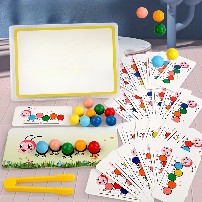 

Kids' Wooden For Clip & Bead Game - Enhances Fine Motor Skills And Color , Educational Toy