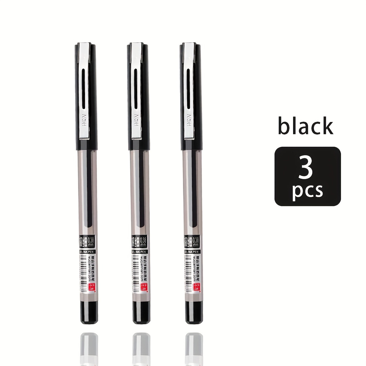 Image of Wqn Gel Ink S 3/6 Pack - Black, Extra Fine 0.38mm Point, Quick- Writing, Ergonomic Plastic , Ideal For Business, Journaling & Office Supplies - Back To School Essential