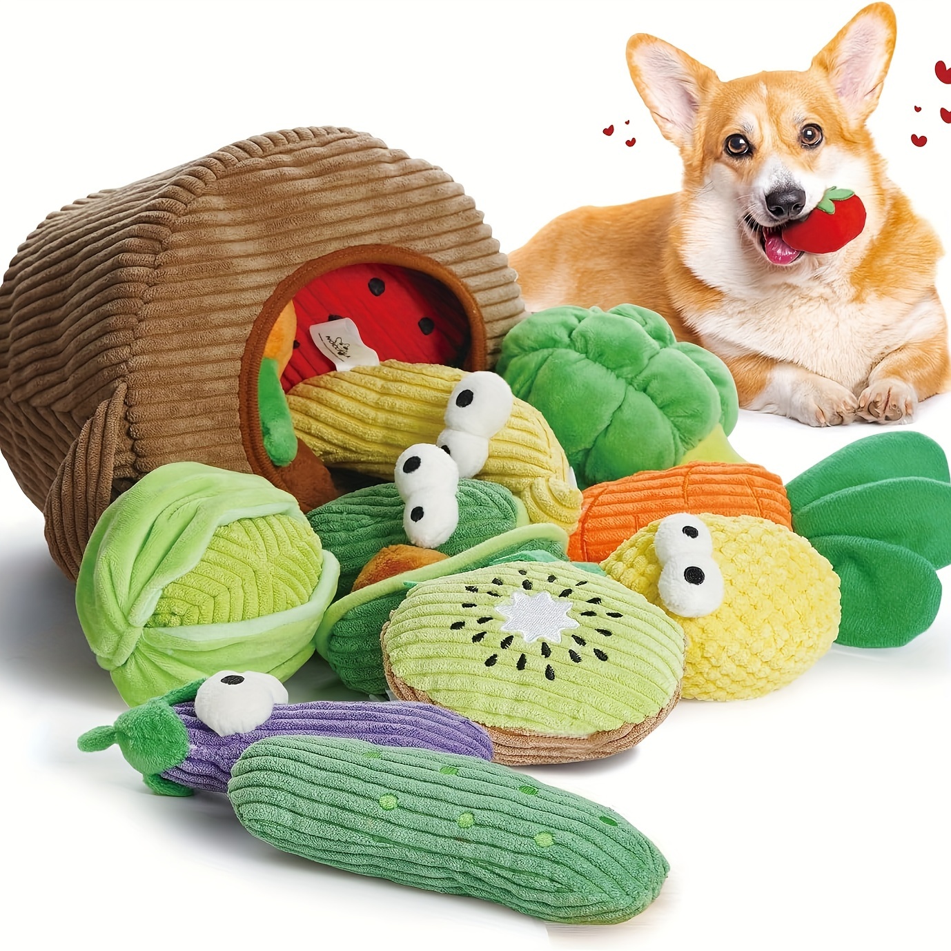 

Nocciola Grocery Bag Dog Toys- 15 Pack Fruits And Veggies Dog Squeaky Toys, Small Dog Toys For Aggressive Chewers, Durable Plush Dog Toys For Small Medium Size Dogs, Puppy Dog Toys To Keep Them Busy