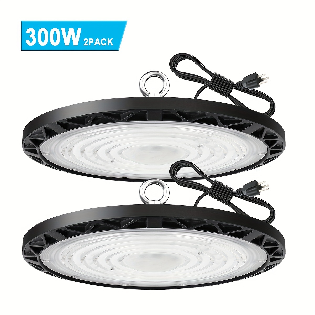 

2 Pack 300w Ufo Led High 90-277v Commercial Industrial Warehouse Workshop Garage Shop Factory Office Lighting Fixtures Cold White 6000k