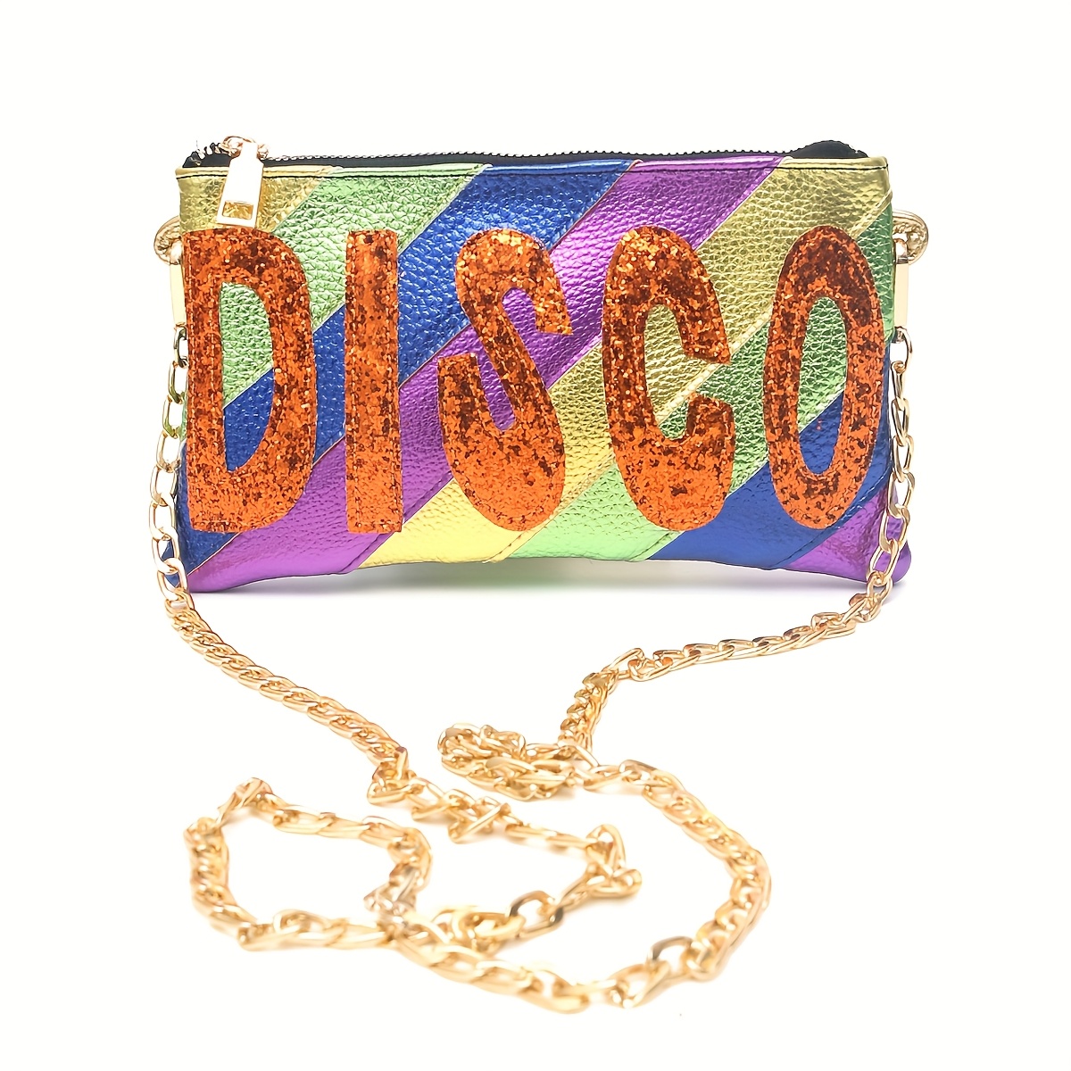 Image of Cezira Women' Sequin Clutch With Detachable Crossbody Strap - Shiny Zipper Small Handbag Suitable For Parties, Prom, Night Out - Party Bag With Chain Strap & Sequin Letters