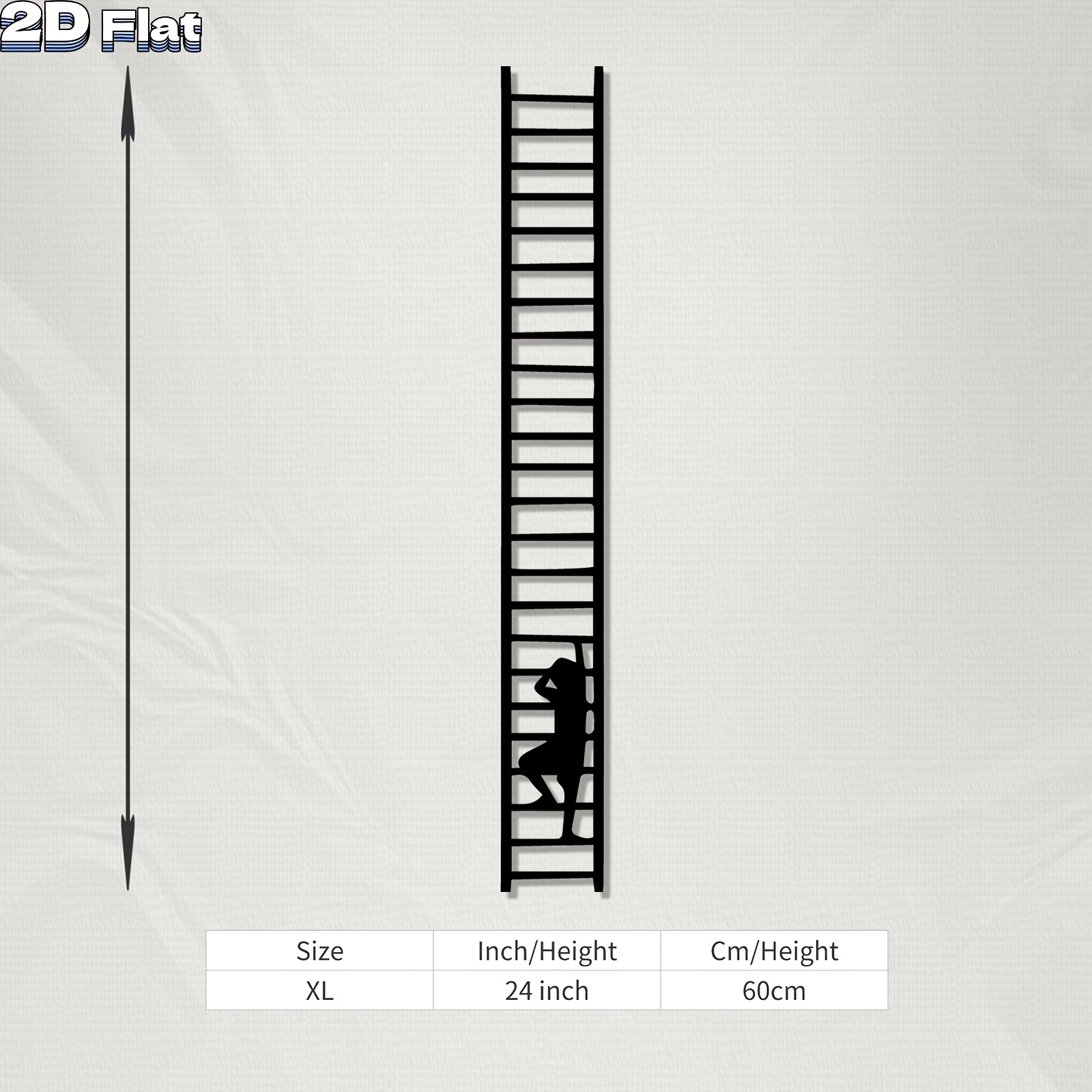 TEMU 2d Flat, 1pc Modern Minimalist Iron Ladder Wall Sculpture With Silhouette Figures - Multi-holiday Suitable For Christmas, Wedding, Housewarming