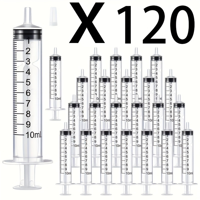 Image of 24/38/46/55/72/120pcs. 0.34-ounce Precision Plastic Syringes, Large-capacity Filling Tools, Suitable For Scientific , Pet Feeding, Measurement, Etc