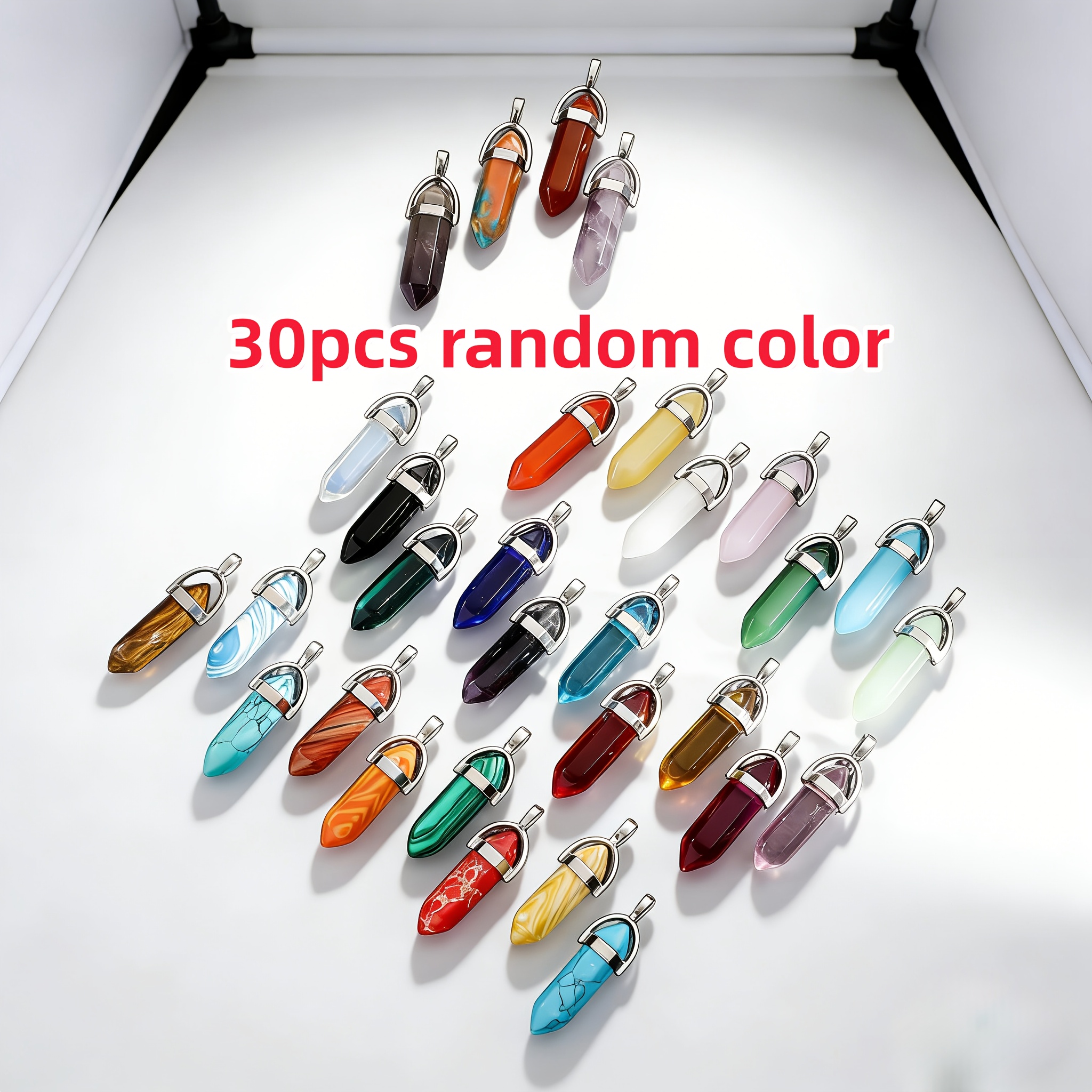 TEMU 30pcs Random Color Hexagon Charms, Hexagonal Beads, Jewelry Making Kit, Art Craft Supplies, Necklace Decoration Beads
