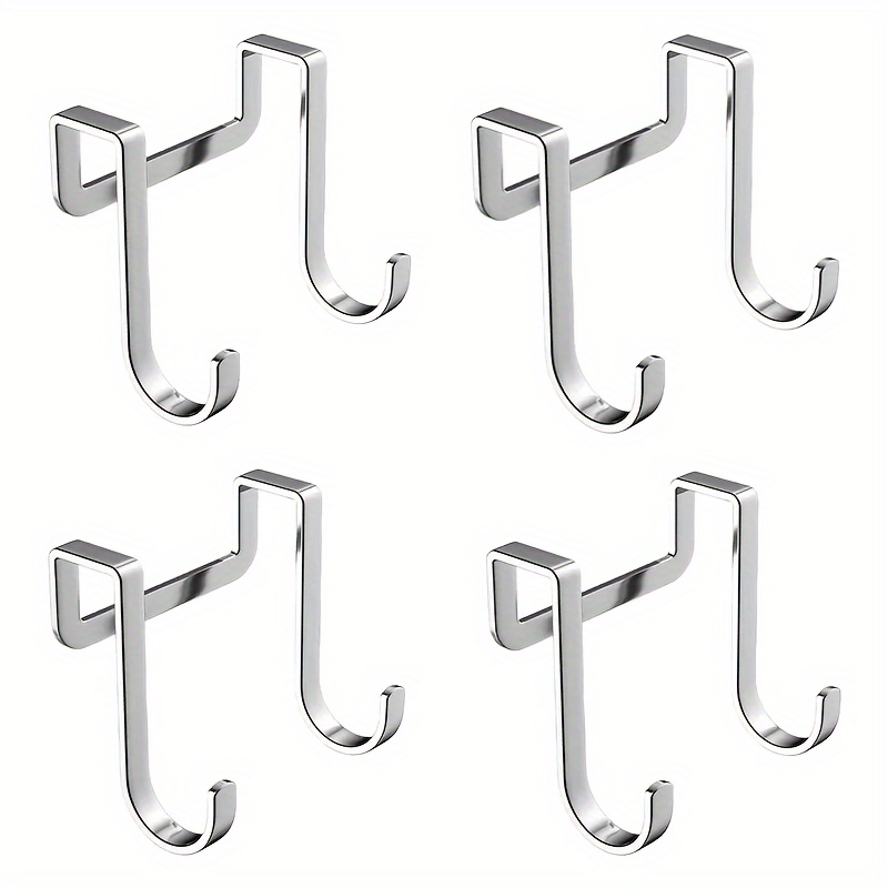 E-shop 4er-Set S-förmige Kleiderhaken aus Edelstahl, kein Bohren erforderlich, praktische Metallhaken - Lässiger Stil, Wandmontage, geeignet für Küche,