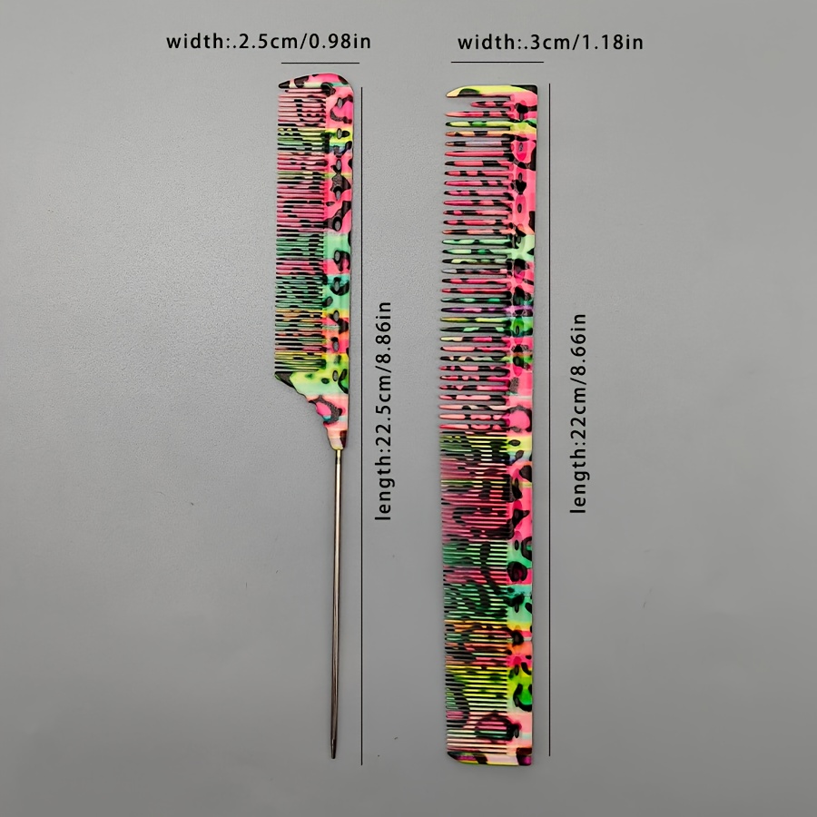Barber Comb 2pcs Set, Leopard Print Style Double-sided Long Hair Comb With Pointed Tip, Styling And Parting Comb, Essential Tool For Professional Barbers, Home Use, Travel, And Diy