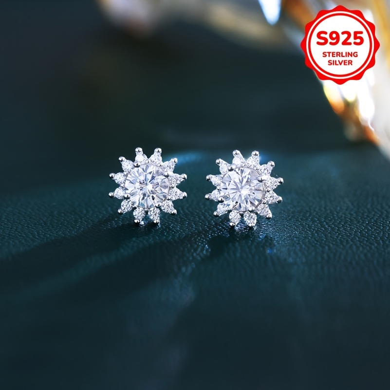 elegant 925 sterling silver snowflake stud earrings 2 76g hypoallergenic   cubic zirconia   for   for   valentines day wedding jewelry gift 8mm low   details 3