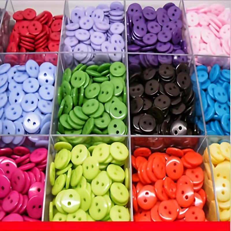 

Room Decor 500-color Mixed Resin Buttons, 2 Holes, 9mm - For Diy Sewing And Crafts.