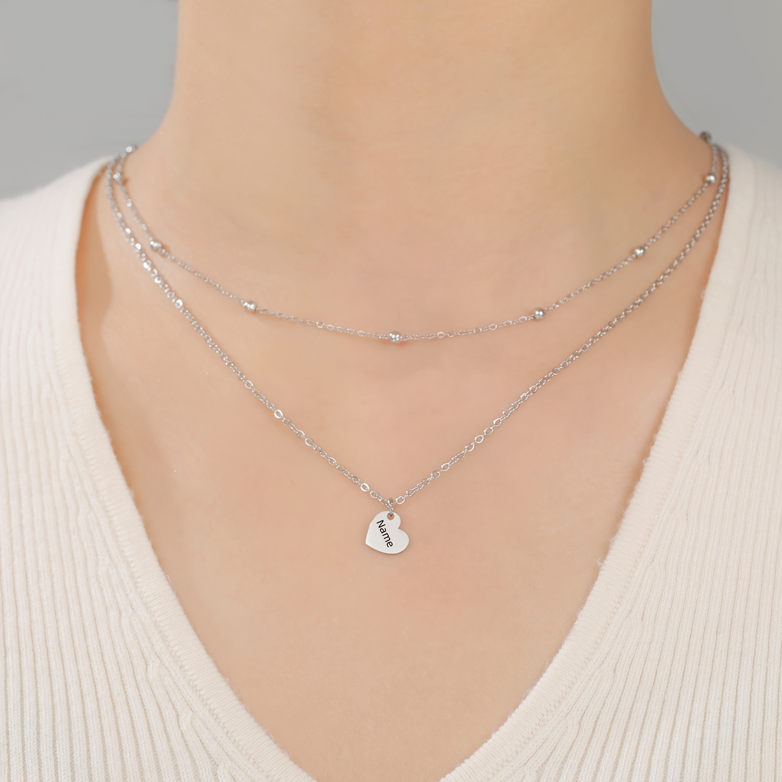 Personalized Custom Name Heart Pendant Necklace, Bohemian Style