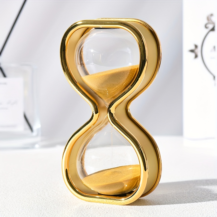 Modern Golden Hourglass Timer with Colorful Sand