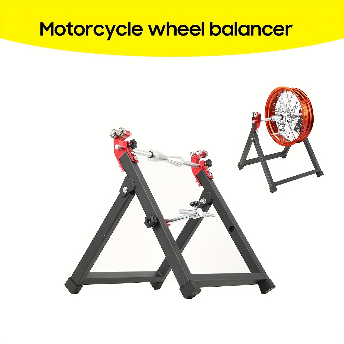 Image of Motorcycle Bike Wheel Balancertire Balancer Stand With Adjustable Centering Cones Heavy Duty Motorcycle Wheel Balancing Stand Portable Bicycle Wheel Balancer