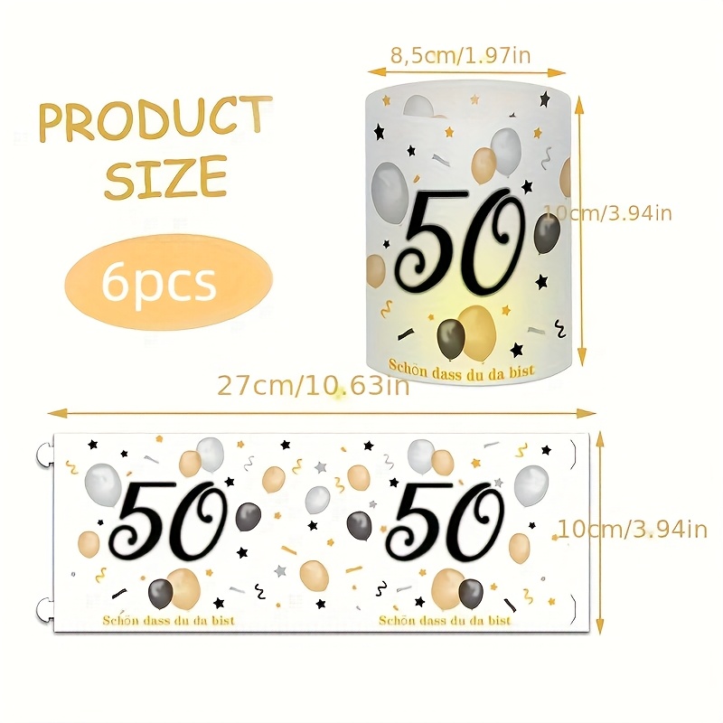 Image of 6pcs Happy Birthday Lamp Table Table Decoration Set, Happy 50th Birthday Lamp Shade, Party Lamp Shade, Birthday Lamp Shade, Table Decoration Lamp Shade, Tea Or Candle Birthday Table Decoration
