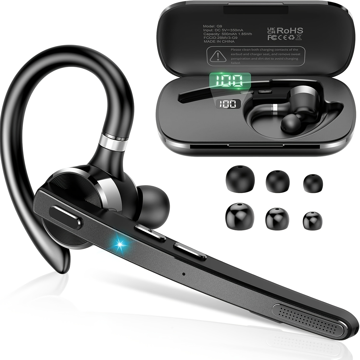 E-shop Neue Bee Einzelohr kabellose In-Ear-Kopfhörer mit V5.1-, M53 mit CVC 8.0/ENC Dual-Mikrofon-Geräuschunterdrückung, Geschäftliche kabellose