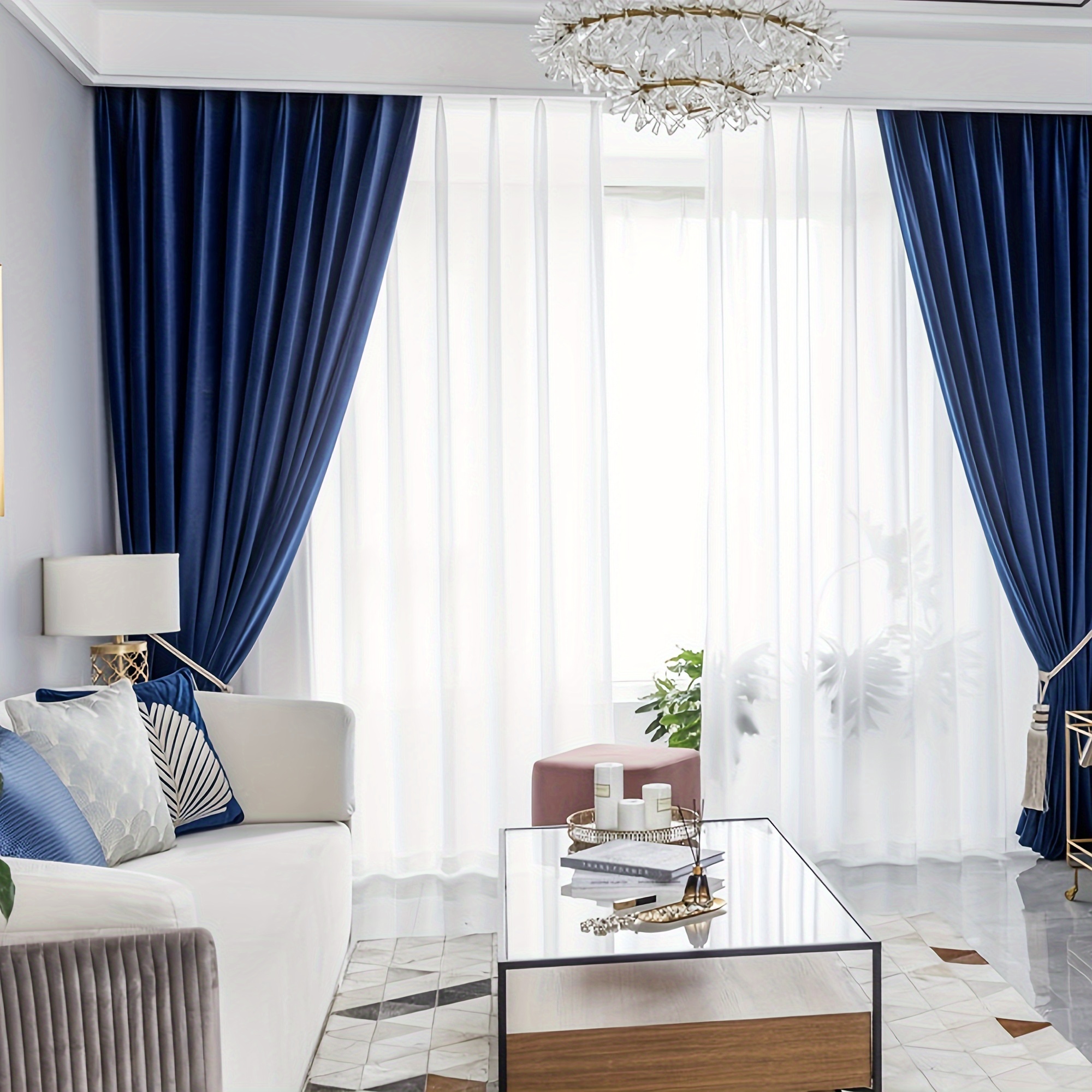 1 Panels Royal Blue Velvet Curtain Home Decor - Temu