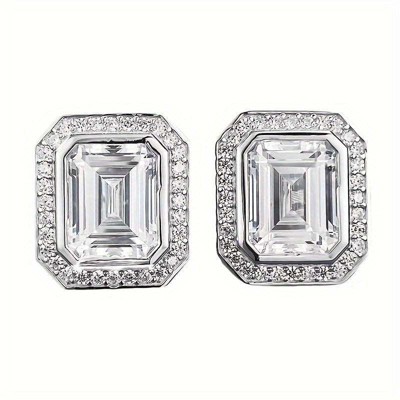 

2pc S925 Silver Plated 2 Carat 5*7 Moissanite Stud Earrings For Men And Women Engagement Wedding Gift
