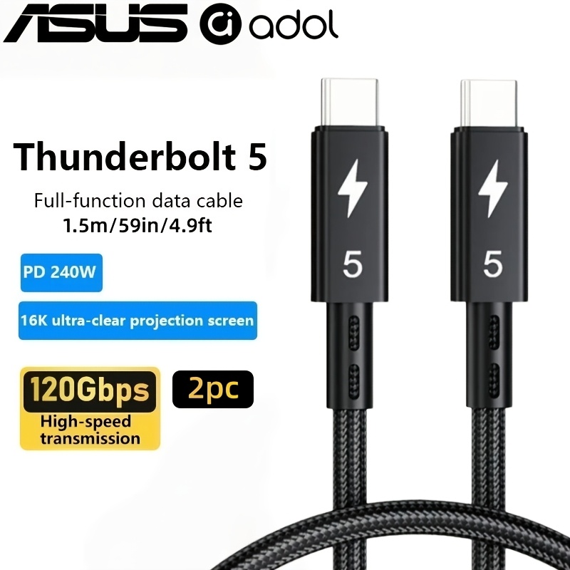 2-Pack ASUS Adol Thunderbolt 5 Cable, 120 Gbps Data Transfer