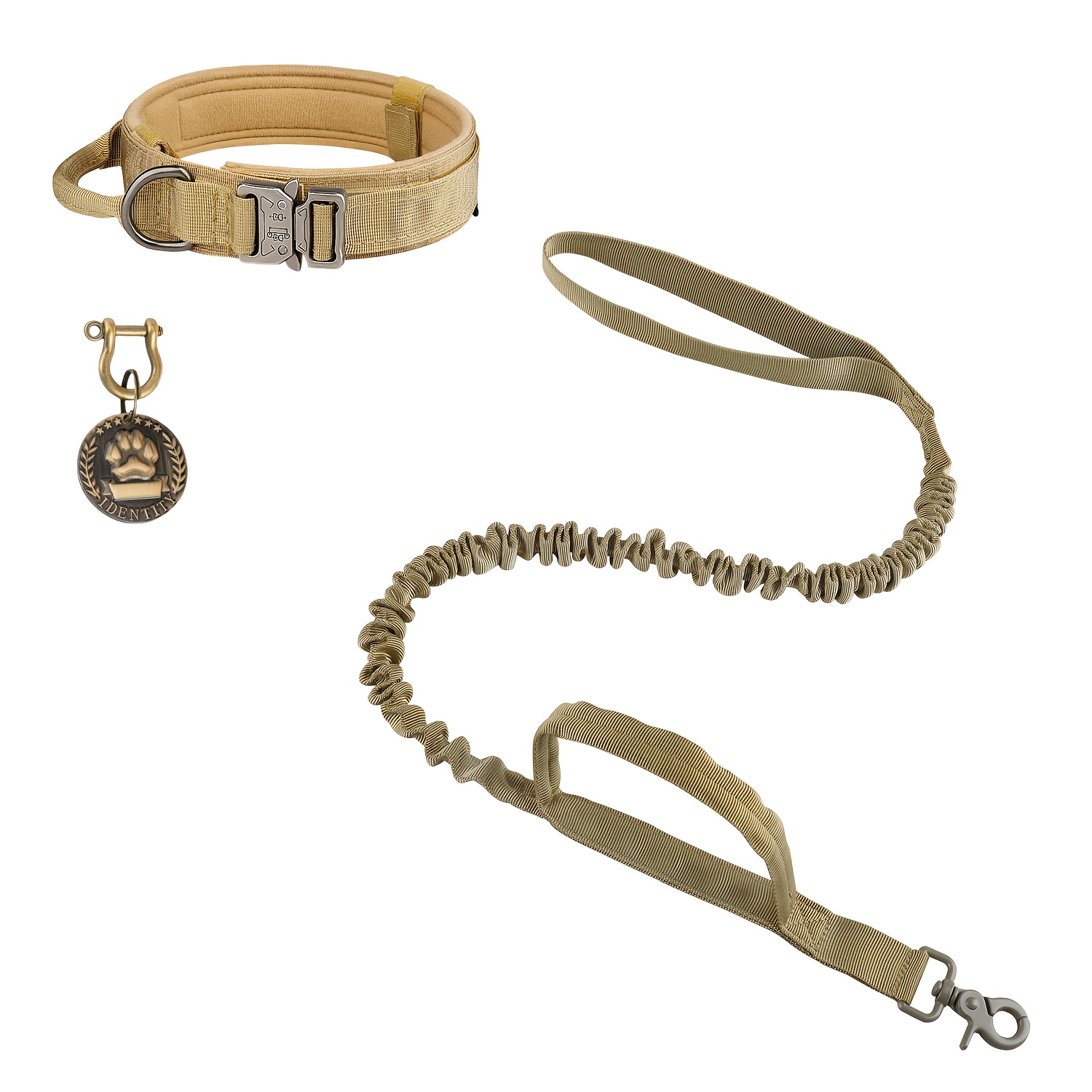 Tactical Style Dog Collar Set with Shock-Absorbing Leash