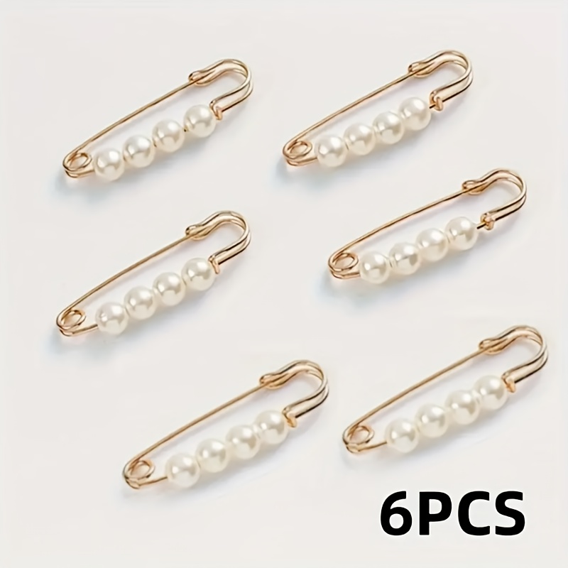 

Lot de 6 épingles de sûreté ornées de perles - Blanc et noir, pour les manuels, la couture et les accessoires de mode.