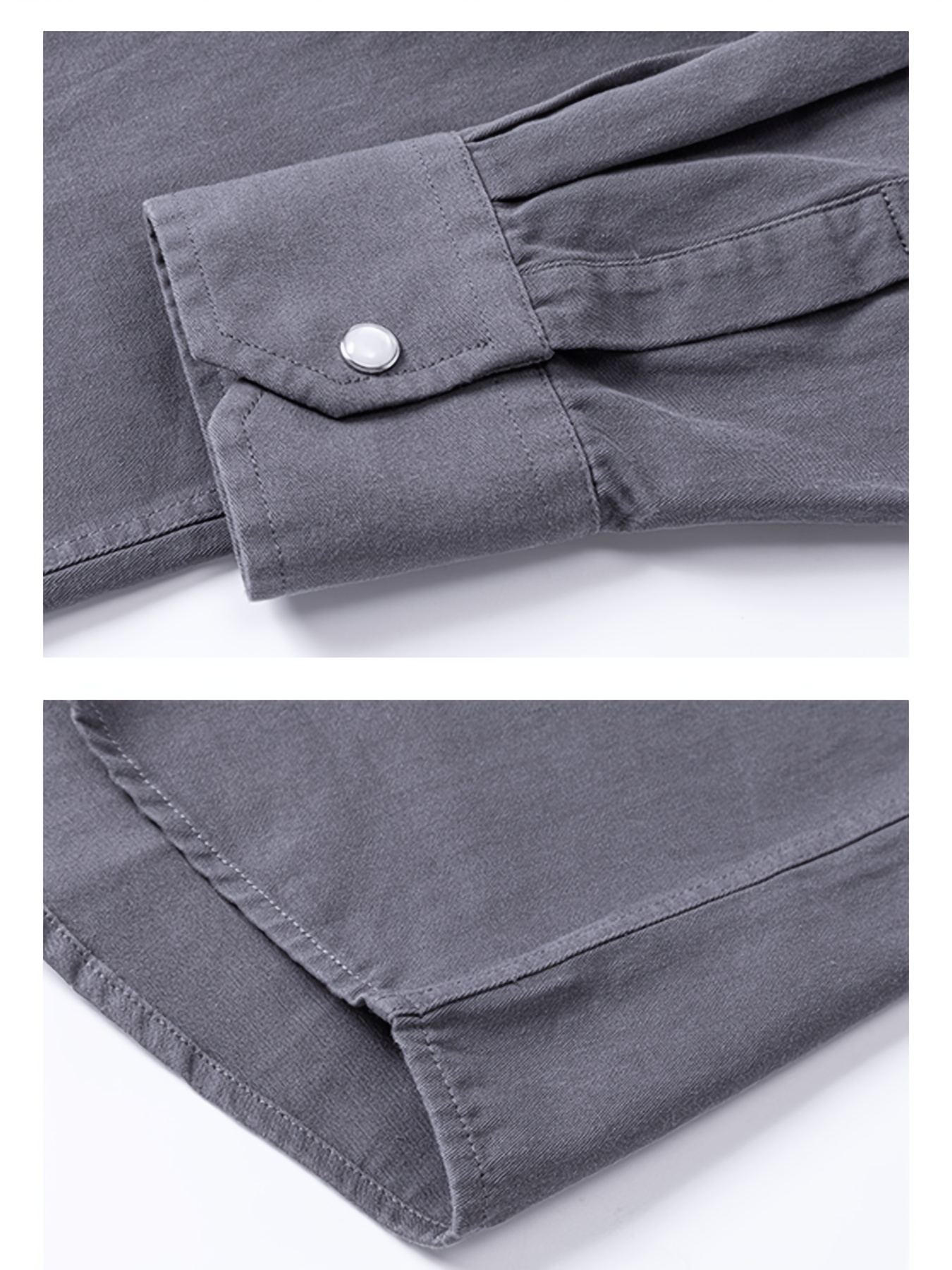 Men's American Workwear Style Shirt Jacket with Snap Buttons, Dual Chest Pockets, Structured and Well-Fitted. Soft and Breathable, Can Be Worn Alone or Layered. Versatile Basic Long-Sleeve Top for Daily Commuting, Work, Dates, and Weekend Casual Wear
