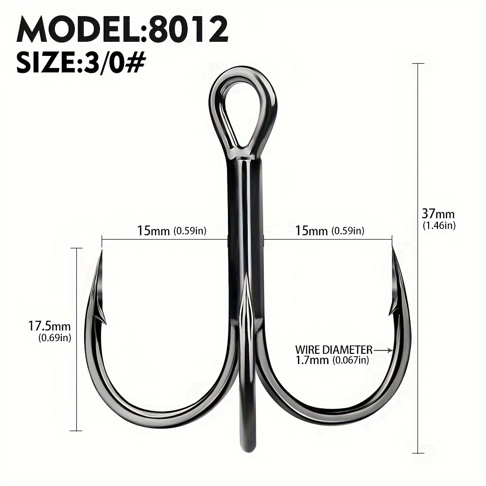 Image of 20pcs Streng Thened Sharp Fishing Hooks Fishing Treble Hooks High Carbon Steel Blood Treble Hooks Strength & Corrosion Resistance For Lure Bait Freshwater Saltwate